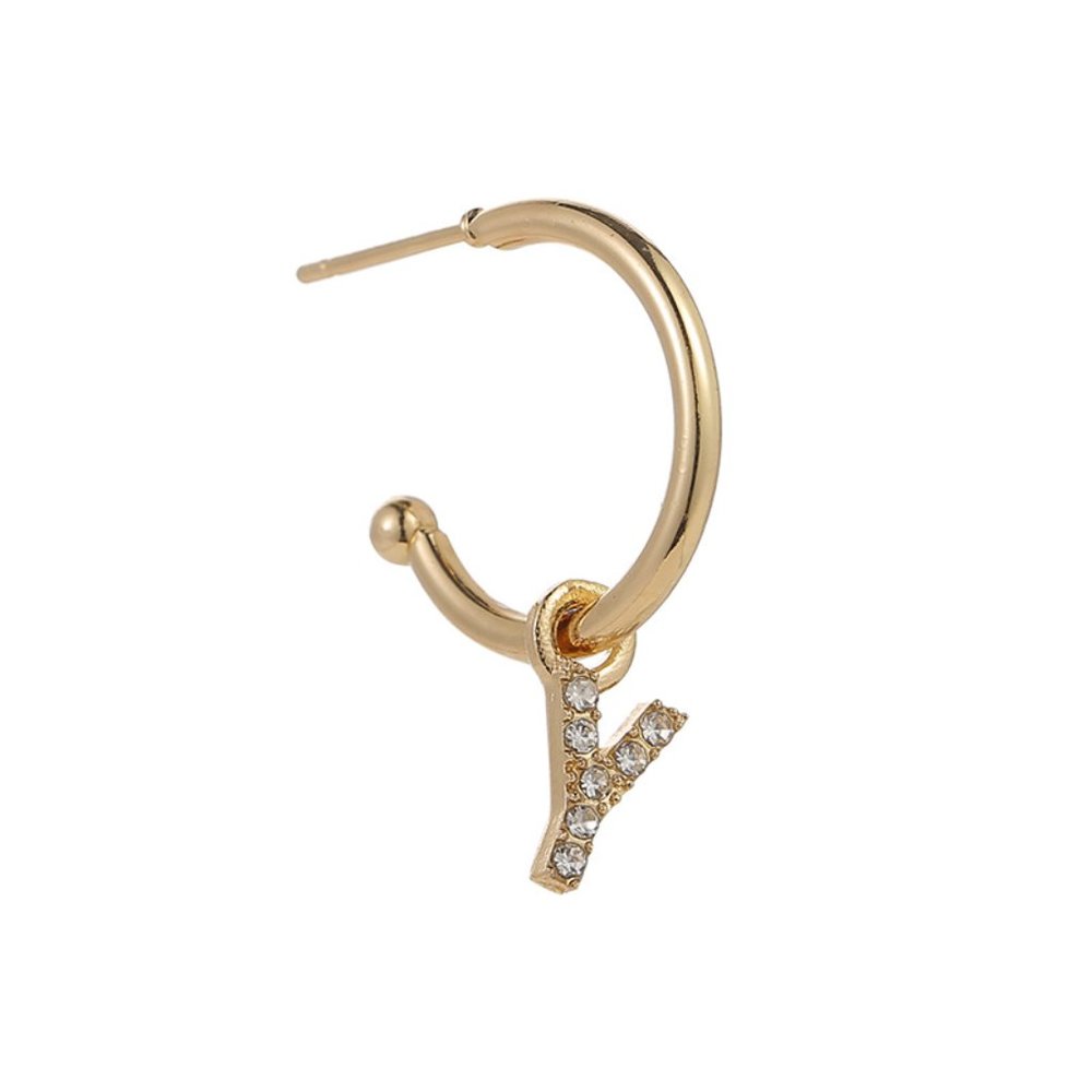 Gold Tone Alphabet Initial Earring Letter Y 3 Pack